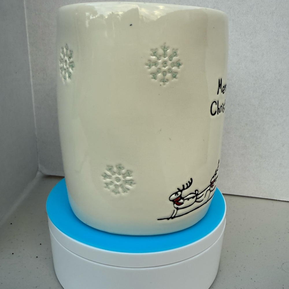 Festive Cream Mug with Reindeer Design